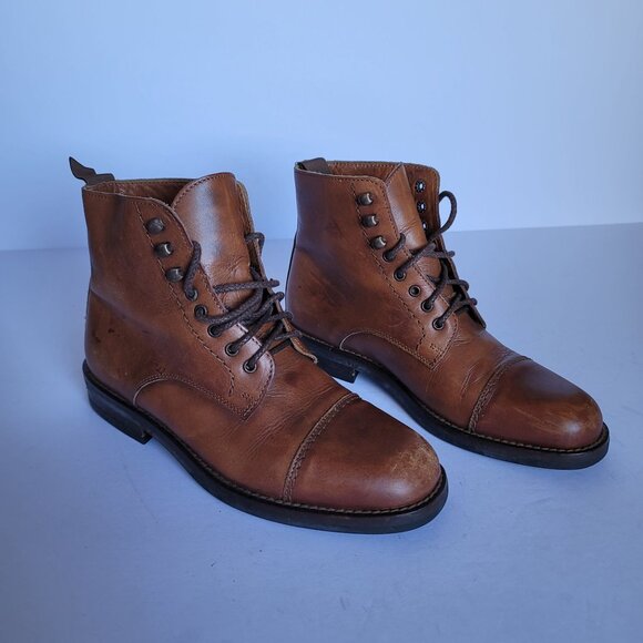 Coach Women's Leather Cap Toe Lace-Up Combat Ankle Boots. Size 5.5M - Picture 1 of 14